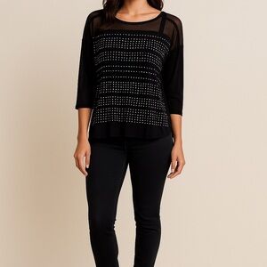 🖤 Jeans by Buffalo Black Sheer Studded Blouse – Size M